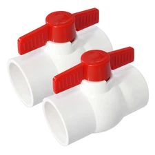 2 Pack 2'' PVC Ball Valves, T-handle Water Shut-Off Ball Valve Slip (Socket),...