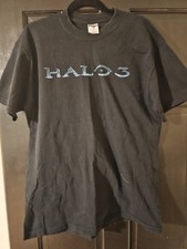 Halo 3 Spell Out Logo Vtg T Shirt Black Xbox 360 Video Gaming Promotion JERZEES