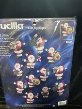 1997 Bucilla Kit 83667 Felt Sequin Christmas Ornaments LITTLE SANTAS Makes 16