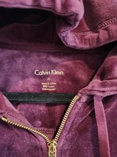 Calvin Klein Women s Velour Zip Hoodie Quilted Velvet Plum Purple Size M