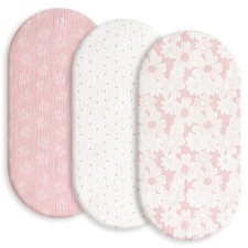 Muslin Bassinet Sheets 3 Pack, Breathable Elastic Cozy Fitted Cotton Bassinet...