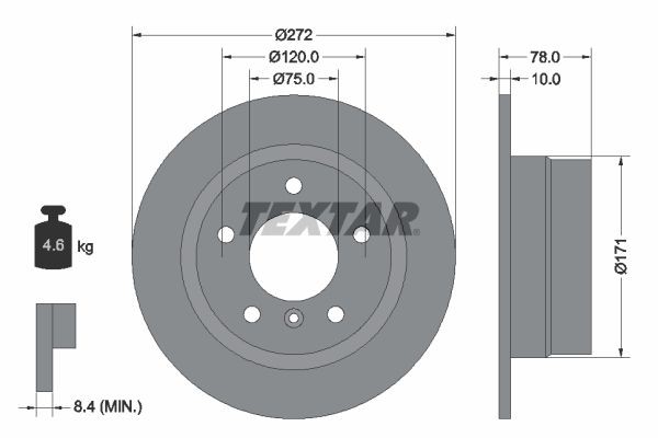 2X Bremsscheibe Hinten Textar 92072303 FÜR BMW Bremsscheiben Scheibenbremse-image