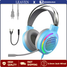 3.5mm Gaming Headset Mic LED Headphones Stereo Bass Surround For PC PS4 Xbox One