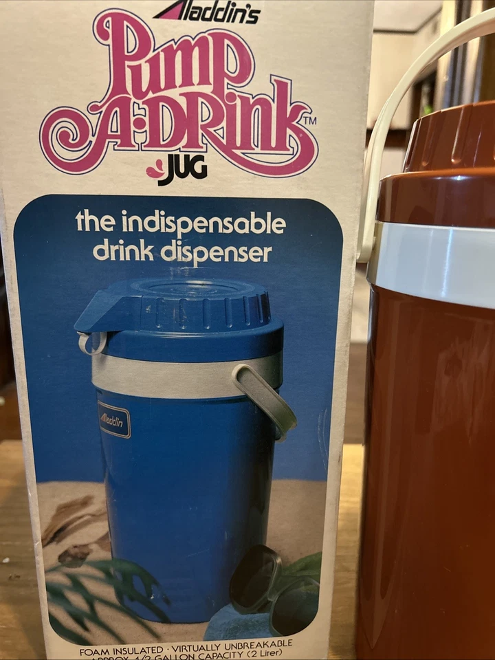 Jarra Bomba-a-Bebida Aladdin 1/2 Galón De Colección Termo Aislado Naranja Plástico Nº 575 Foto 3 de 4