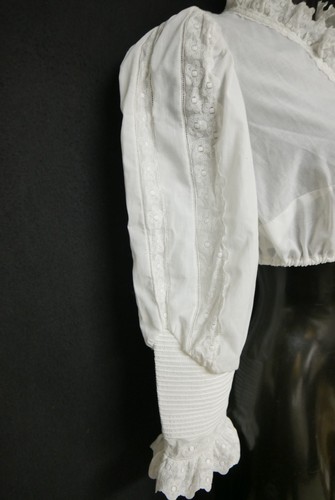 Gr.44 Dirndlbluse weiß Bluse für Dirndl Straßer Baumwolle mit Spitze B11213 - Bild 3 von 4