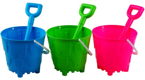 Sand Castle Round Bucket And Spade Beach Toys (Set of 3) - Picture 1 of 2