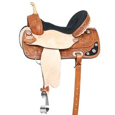 HILASON Western Horse Saddle American Leather Treeless Trail Barrel  for Horses