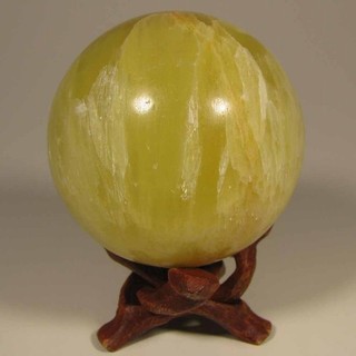2.4" Yellow LEMON CALCITE Crystal Sphere Ball w/ Stand – Pakistan 62mm