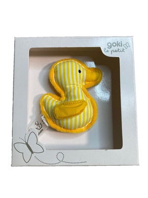 Goki Soft Duck Rassel 0 Monate gelbe Streifen Baby