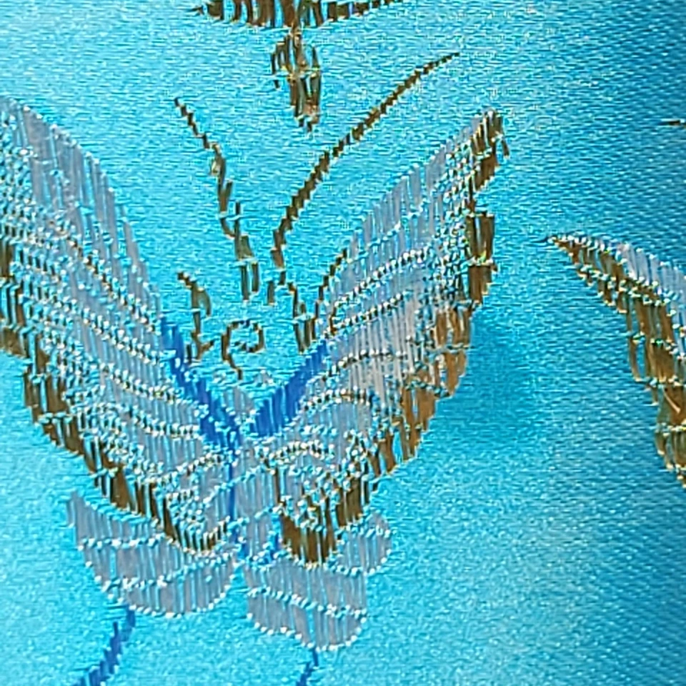 Cartera sin asas Sasha New York azul satinado diseño mariposa cadena plateada asa Foto 3 de 4