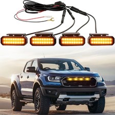 Kits de luces de parrilla delantera LED ámbar estilo Raptor ahumado para Ford Ranger