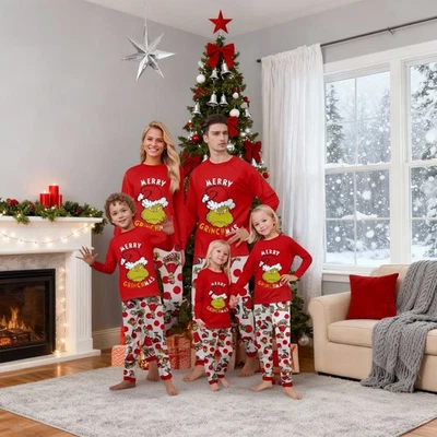Christmas Pajamas Family The Grinch Pyjamas Xmas PJs Sleepwear Kids Ladies Mens