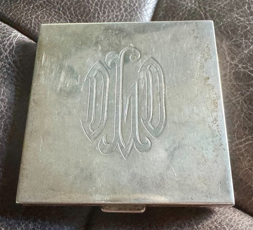 Antike Silberdose mit Monogramm DLD, Sterling silber