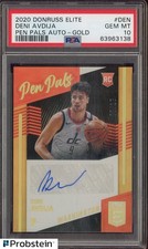 2020 Donruss Elite Pen Pals Gold Deni Avdija Wizards RC Rookie AUTO /10 PSA 10