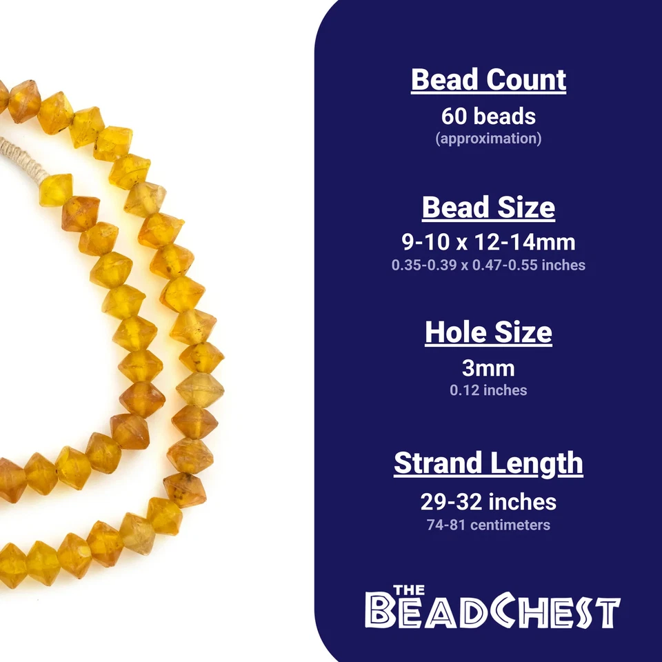Cuentas comerciales de vaselina ámbar raras 13 mm Nigeria vidrio facetado naranja africano Foto 4 de 4
