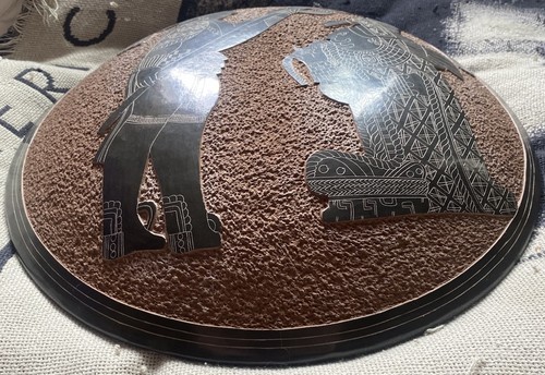 Präkolumbianische/mesoamerikanische Kunst dekorative 15”T x 3”H Wandbehang geätzte Schale - Bild 2 von 24