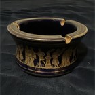 Greece Handmade Blue & 24K Gold Ceramic Round Decorative Ashtray, Art Pottery — photo 1