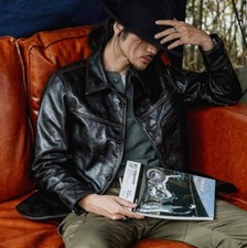 Mens Mid-Length Heavy-Duty Leather Jacket