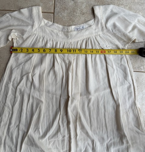 agnés b. Ivory Cotton Tunic Top Shirt Women's Size 1 Long Sleeve Made in France - Picture 9 of 12