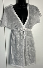 Miken Womens White Tied Floral Beach Cover Up Size Small