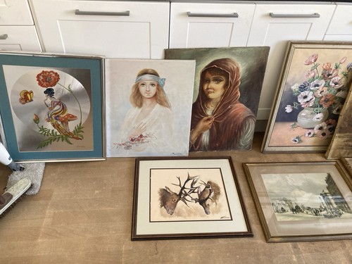 CLEARANCE JOB LOT Oil Paintings Watercolours Prints Picture Frames Canvas X 12 - Bild 2 von 4