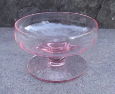 Delicate Pink Glass Pedestal Open Salt Dip, Cellar, Dish--It PINGS!