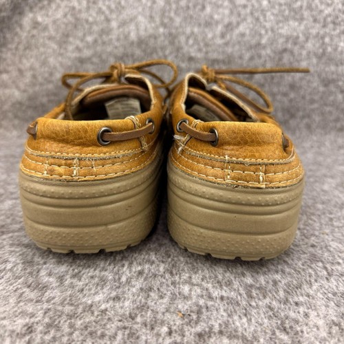 ✅Crocs Islander Pitcrew Tan Leather Slip-On Clogs/Sandals Mens M9/W11 Boat Shoes - Picture 8 of 13
