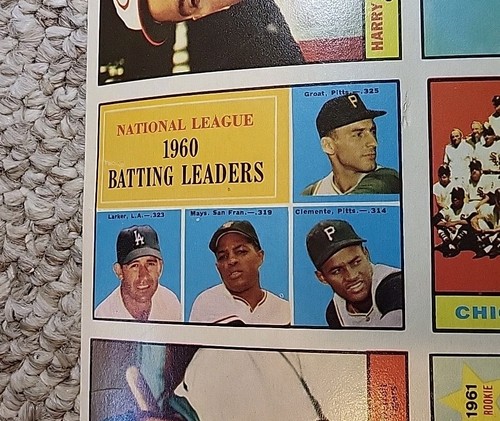 1961 Topps 9 Karten Uncut Sheet Clemente MAYS Minoso ++ Panel sehr selten - Bild 5 von 5
