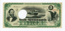1870 Cr.51 $3 The State of Mississippi - Jackson, MISSISSIPPI Note