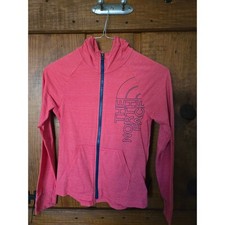 THE NORTH FACE Girls Pink Hoodie Full Zip Graphic Logo Casual Activewear M 10 12