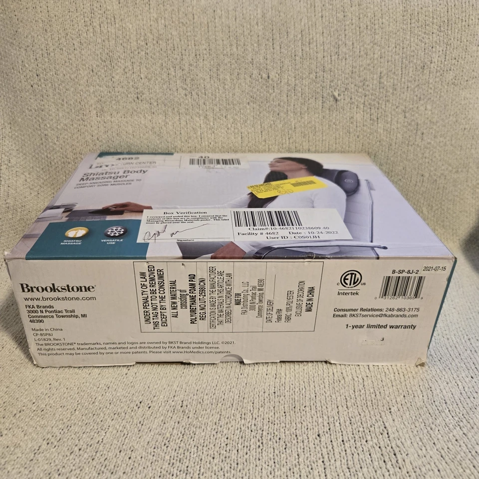 Masajeador Corporal Brookstone Shiatsu, Diseño Compacto Premium NUEVO Foto 3 de 4