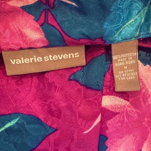Seidiger Satin Jacquard Valerie Stevens Magenta Kaftan Blumen Lounge Maxikleid Morgenmantel - Bild 3 von 10
