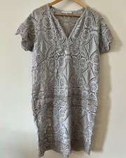 Gerard Darel Lace Dress Size 44 Gray Crochet Shift Tunic Boho Paris