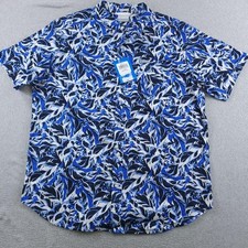 Columbia Shirt Mens Large Blue Rapid Rivers Floral Button Up Short Sleeve