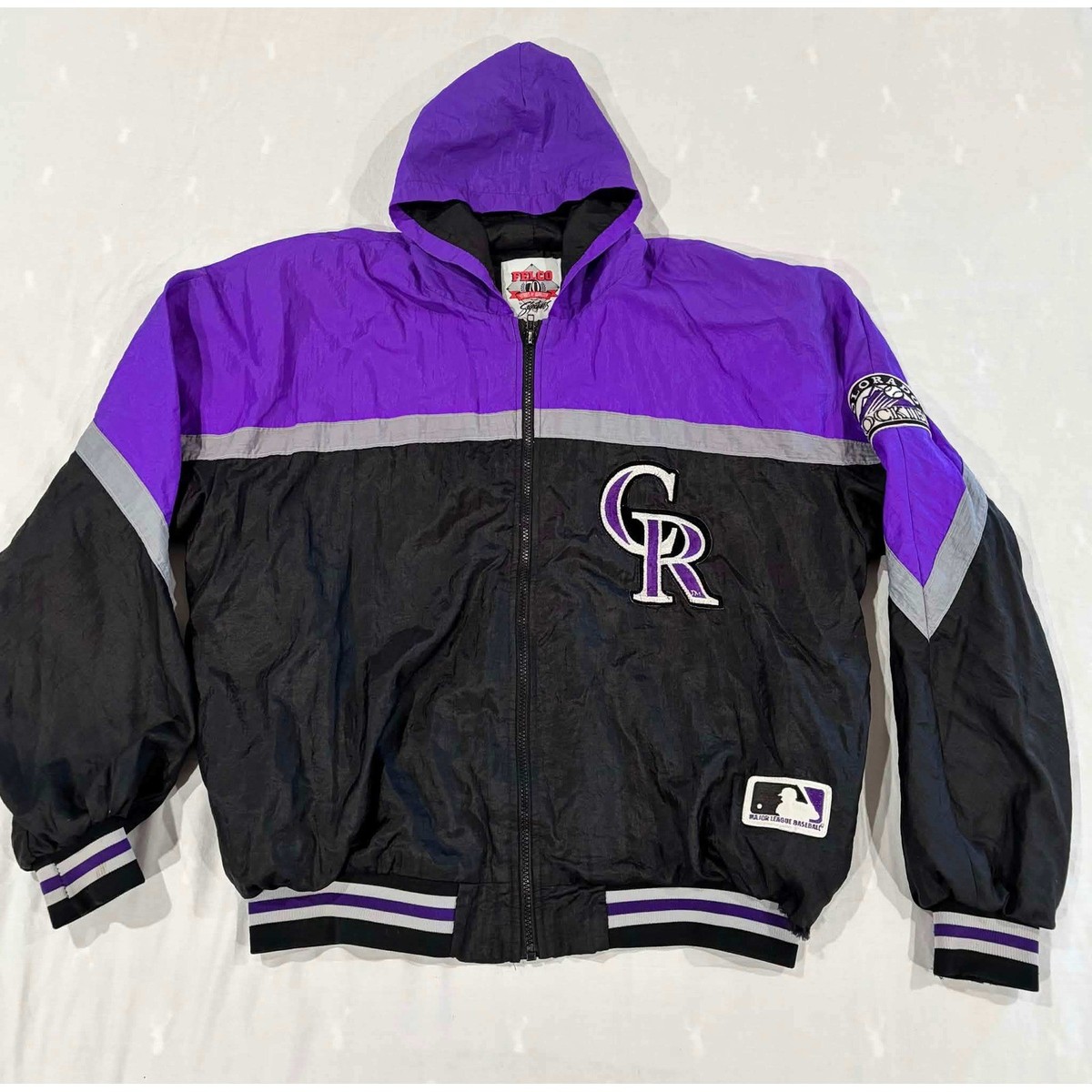 Vintage Colorado Rockies Felco MLB Hooded Windbreaker Jacket 