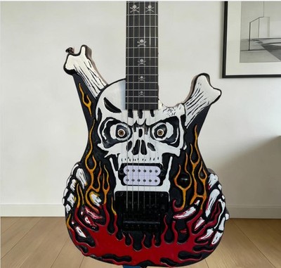 Flaming Skull Electric Guitar Solid Body Maple Neck Floyd Rose Bridge 22 frets
