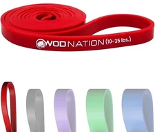 WOD Nation Assisted Pull-Up Band -10–35 lb Red 41-Inch Strap - Resistance Ban...
