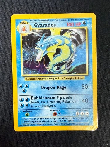 Gyarados - 6/102 - Holo Rare - Unlimited Edition  Base Set (HP)#1 Pokemon