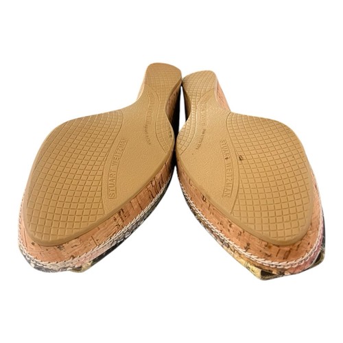STUART WEITZMAN Multi-color Snakeskin Prints Slingback Straw Wedge Sandal Sz 10 - Picture 11 of 12