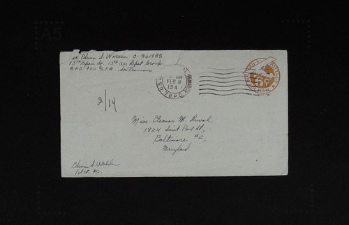 US Military Cover Airmail 6 cent APO 920 194-