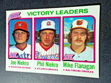 Phil Niekro, Joe Niekro, Mike Flanagan 1980 Topps League Leaders #205 Victories