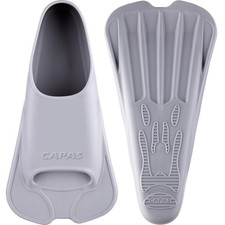CAPAS Swim Training Fins, Short Blade Pool Lap Swimming Fins with Mesh Bag Grey