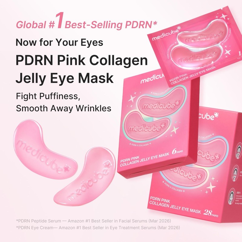 medicube PDRN Collagen Jelly Under Eye Mask Hydrating Pink 6 Pairs 0.21oz
