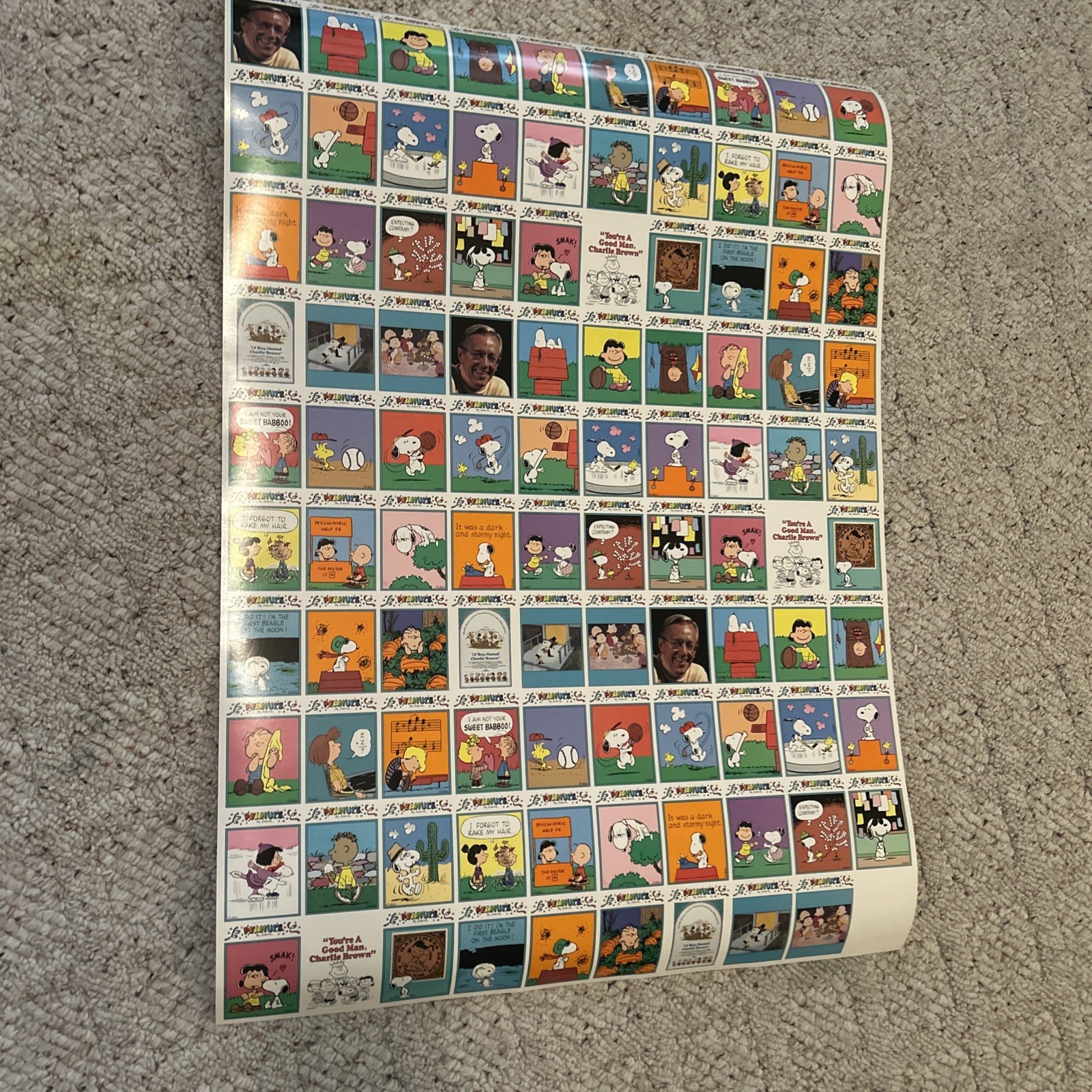 Peanuts, Charles Schultz Uncut Sheet Of Cards. You're A Good Man Charlie Brown.