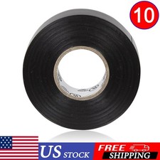 Black Electrical Tape Bulk 10 Rolls Waterproof PVC Vinyl Flame Retardant Insulat