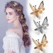 10Pcs 3D Movable for Butterfly Barrettes Clips Hair Clips Metallic Flying for
