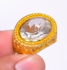 White Topaz Silver Plated Jewelry 18k Yellow Ring s.6.5 R7623-537