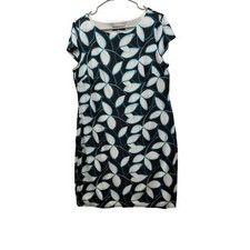 Nine West Blue and Black floral capped sleeve midi dress Sz 12