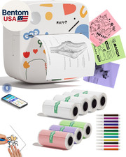 Sticker Printer Print Pod, Mini Portable Printers with 8 Rolls Paper, Inkless St