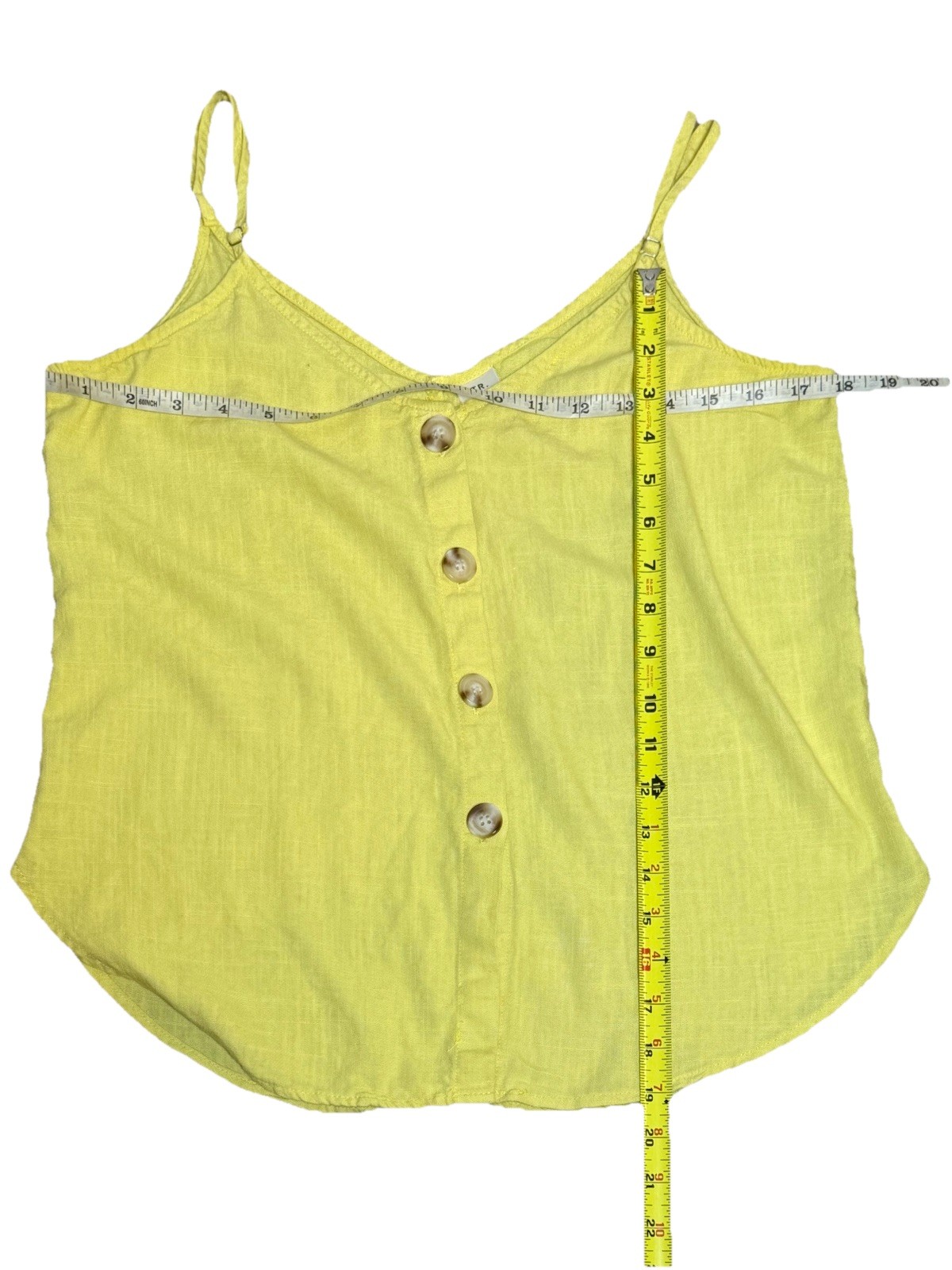 TR Notes Yellow Linen Button Front Cami Tank Top … - image 5